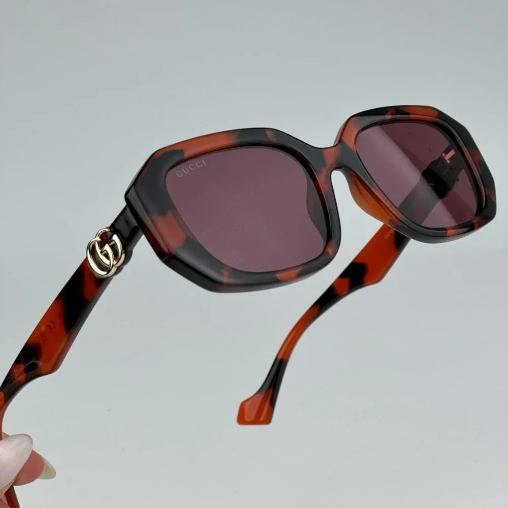 Gucci GG1535S 005 BRAND NEW Sunglasses Orange Havana Violet Unisex Geometric